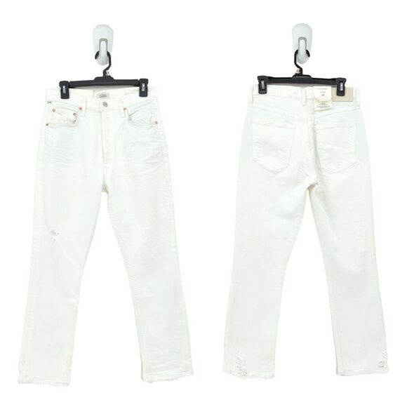 Citizens Of Humanity Women 28 Jolene Jeans White Out High Rise Slim Distressed - Picture 1 of 9
